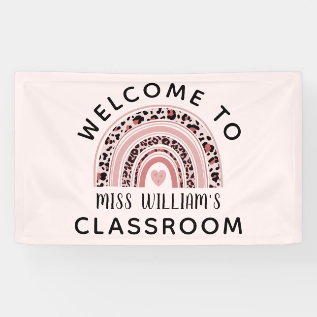 Arc-en-ciel Salle de classe rose bannière de bienv (Horizontal)