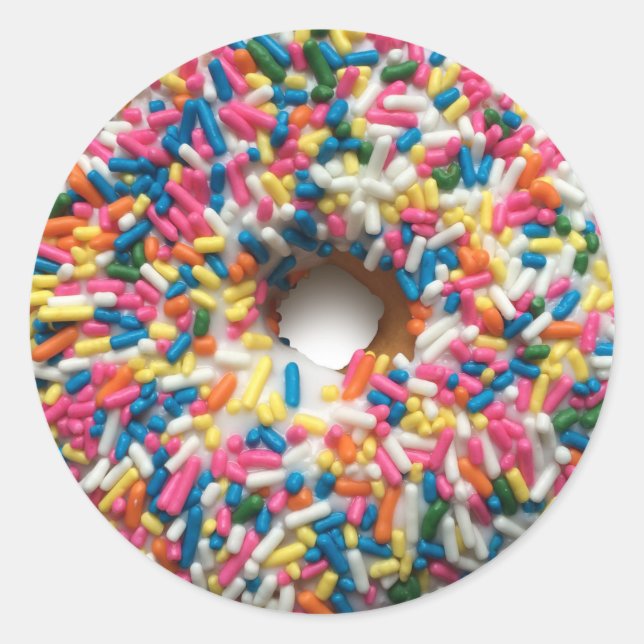 Arc en ciel Saupoudrer les stickers ronds Donut (Devant)