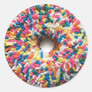 Arc en ciel Saupoudrer les stickers ronds Donut