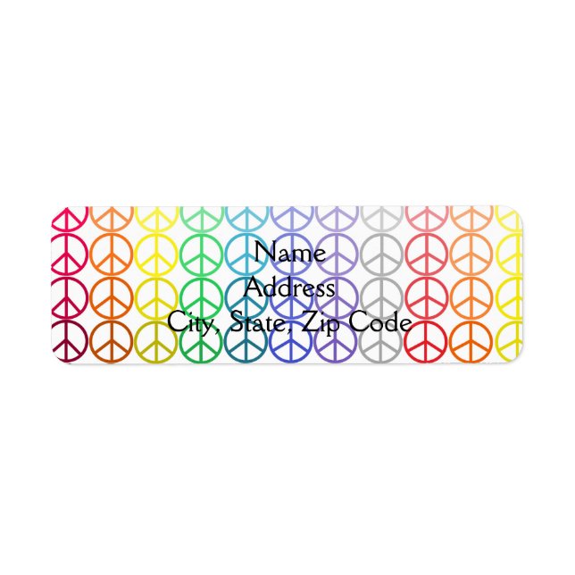 Arc-en-ciel Signes de paix Étiquette de adresse (Devant)