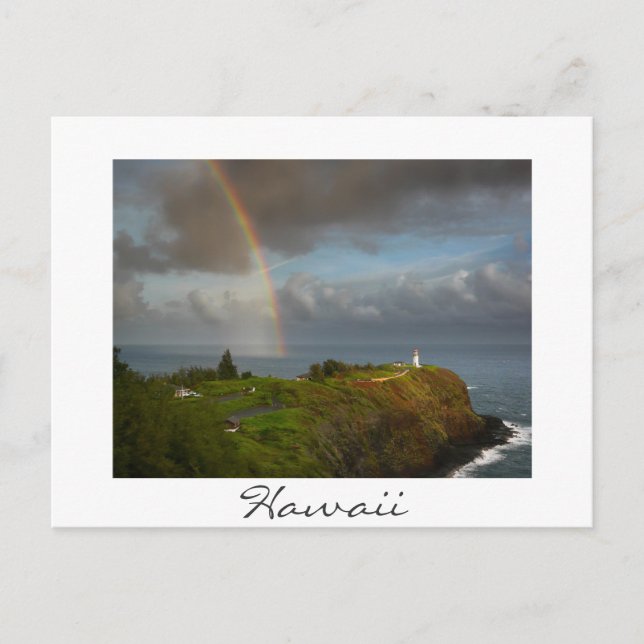 Arc en ciel sur le phare de Kilauea Hawaii carte p (Devant)