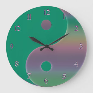 Arc-en-ciel vert et muet Yin Yang Horloge