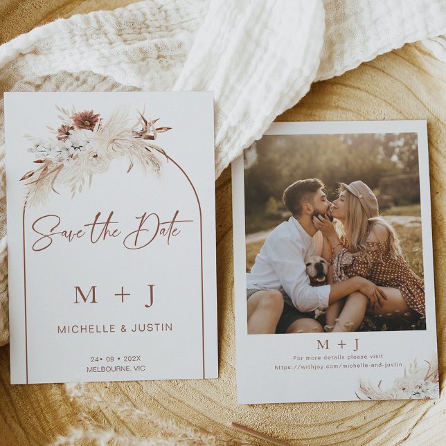 Arc Floral Brown Boho Blanc Enregistrer La Carte D (Créateur téléchargé)