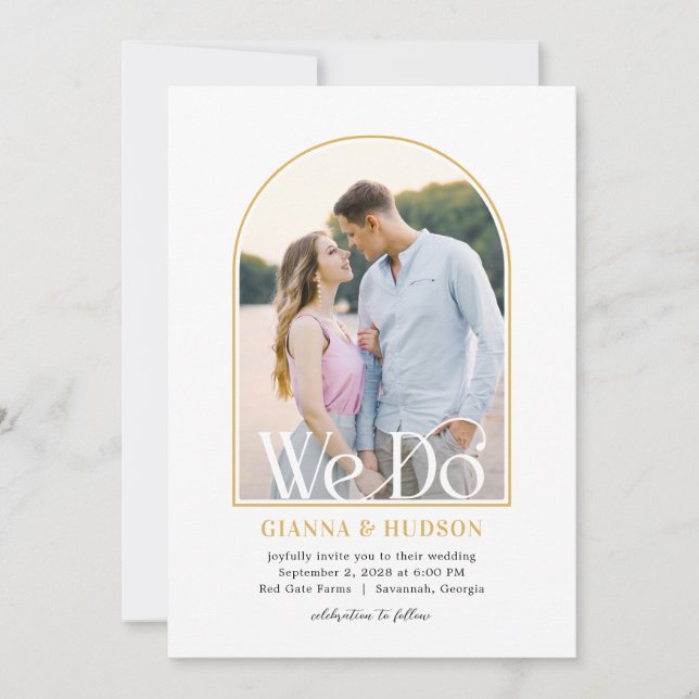 Arc Moderne Simple Mariage Photo Invitation (Devant)