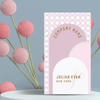 Arc Rétro Whimsical Dusty Carte de visite rose