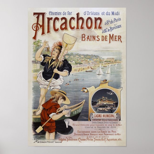 Arcachon France Vintage Poster 1896 (Vorne)
