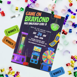 Arcade Birthday Party Einladung