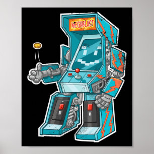 Arcade-Bot- Videospielkabine mit Joystick in Di Poster