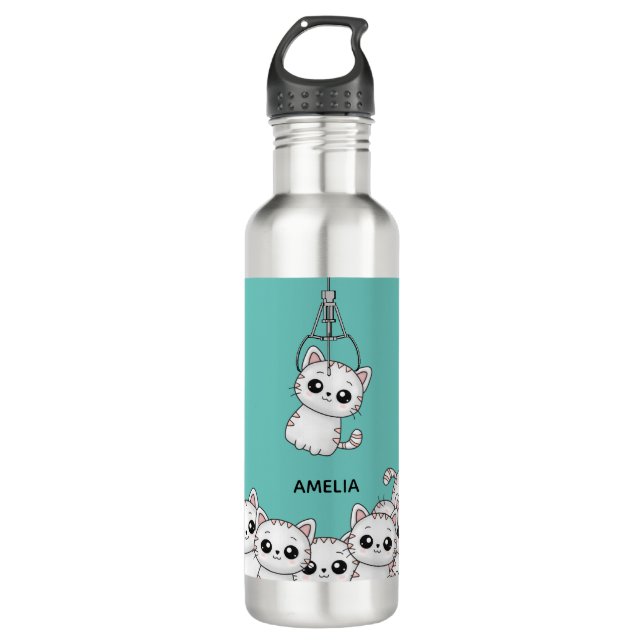 Arcade Claw Niedlich Kitten Grabber Personalisiert Edelstahlflasche (Vorderseite)