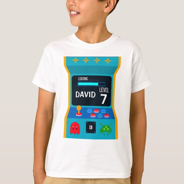 Arcade Game Birthday Boy Party Level Up T-Shirt (Vorderseite)