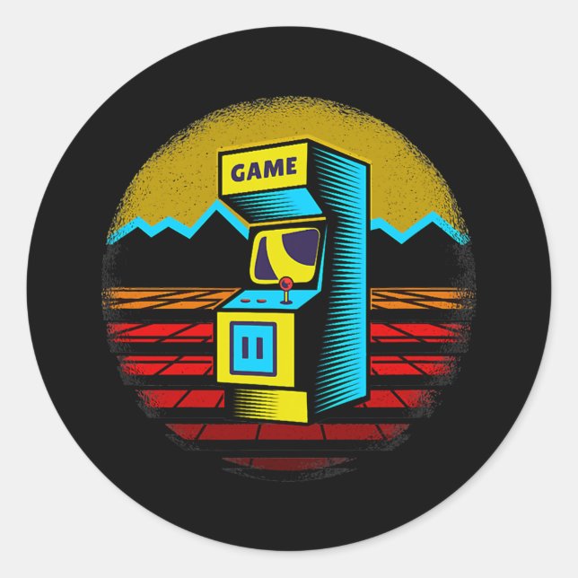 Arcade Game Machine Nostalgie Retro Gamer 80er 90s Runder Aufkleber (Vorderseite)