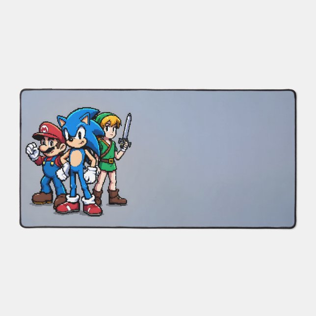 Arcade Heroes Desk Mat - Retro Pixel Art (Recto)
