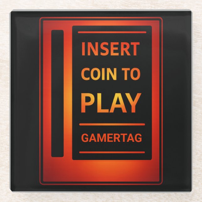 Arcade “Insert Coin to Play” Custom Name Coaster Glasuntersetzer (Vorderseite)