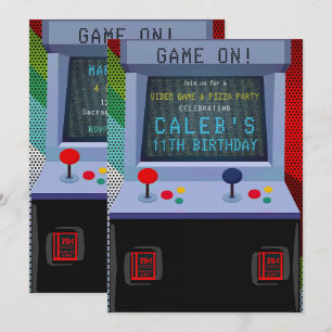 Arcade Video Game Birthday Party Einladung