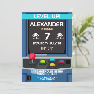Arcade Video Game Level Up Geburtstag Einladung