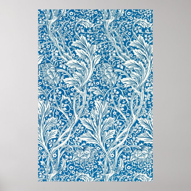 Arcadia Blue Floral Wallpaper by May Morris Poster (Vorne)