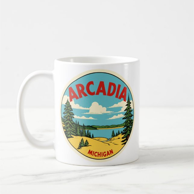 Arcadia Michigan Vintager Blick auf den See Kaffeetasse (Links)