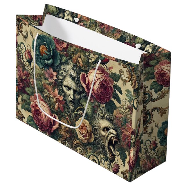 Arcane Atelier Signature - Gothic Floral Große Geschenktüte (Vorderseite Schrägansicht)