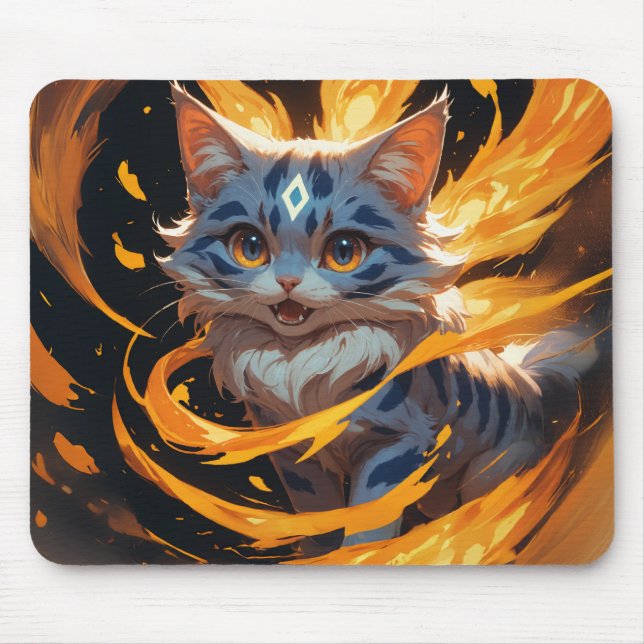 Arcane Ember: Der Flamebound Kitten Familiar Mousepad (Vorne)