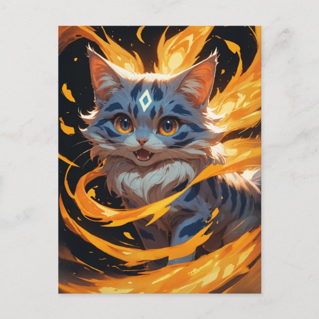 Arcane Ember: Der Flamebound Kitten Familiar Postkarte (Vorderseite)