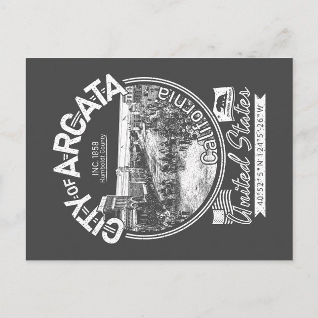 ARCATA KALIFORNIA - ARCATA PLAZA VINTAG POSTKARTE (Vorderseite)