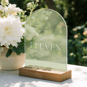 Arch Acrylgrün Hochzeitstisch Elf Nummer Acryleinladungen