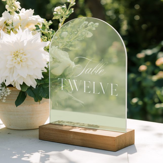 Arch Acrylic Green Wedding Table Twelve Number Acryleinladungen (Arch Acrylic Green Wedding Table Twelve Number)