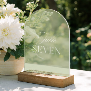 Arch Akryllische Seite Grünen Hochzeittisch Sieben Acryleinladungen