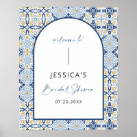 Arch Amalfi Mittelmeerblau Hochzeitsdusche Schild