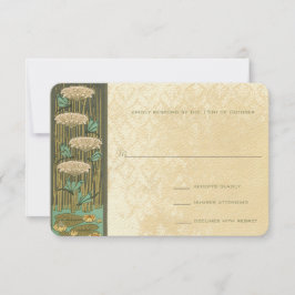 Arch Art Nouveau Dragonfly Lilypad Response Card RSVP Karte