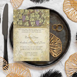 Arch Art Nouveau Peacock Birds Weinberg Hochzeit Einladung