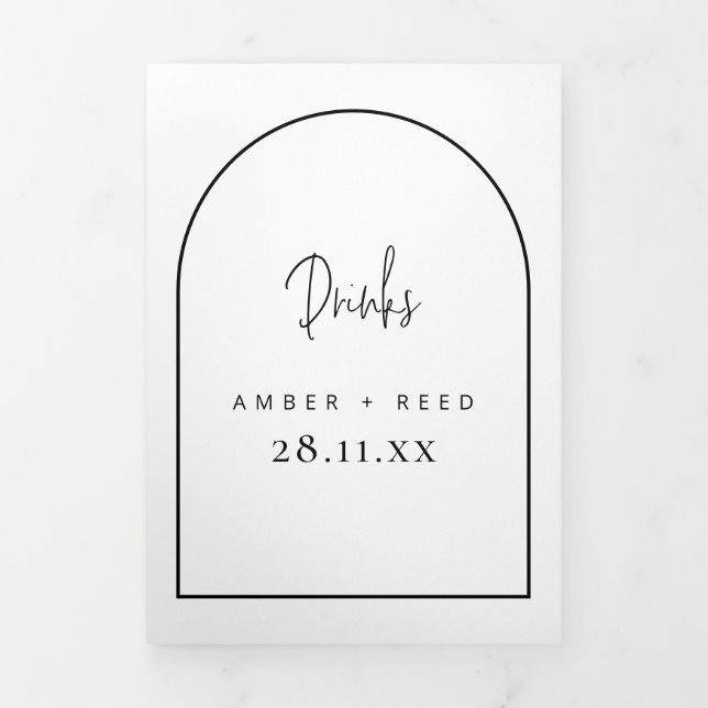 Arch Black & White Boissons Menu pour Mariage (Page de couverture)