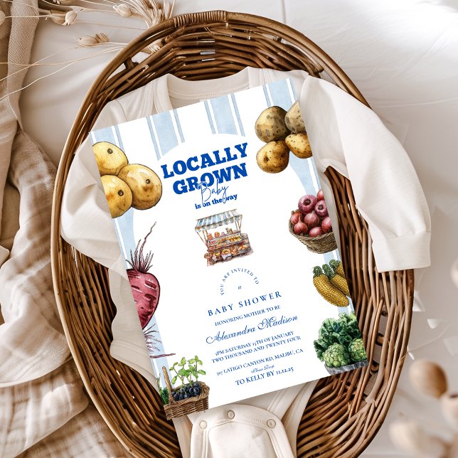 Arch Blue Bauern Market Baby Dusche Einladung (Von Creator hochgeladen)