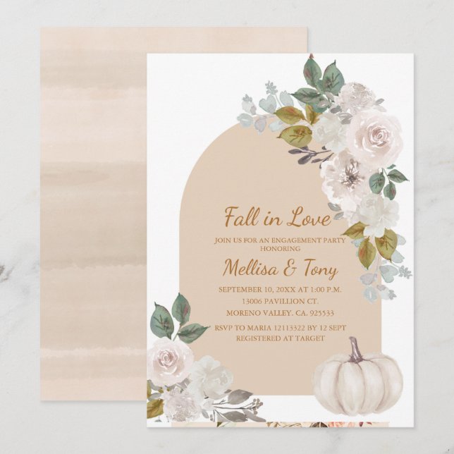 Arch Boho Floral Pumpkin Falling in Liebe Einladung (Vorne/Hinten)