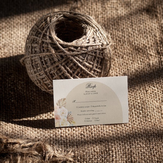 Arch Boho Pampas Grass Wedding RSVP Begleitkarte (Von Creator hochgeladen)