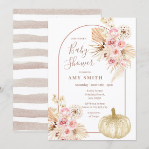 Arch Boho Pumpkin und Pampas Grass Baby Dusche Einladung