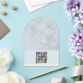 Arch Cherry Blossom Wedding Invitation QR Code Acryleinladungen