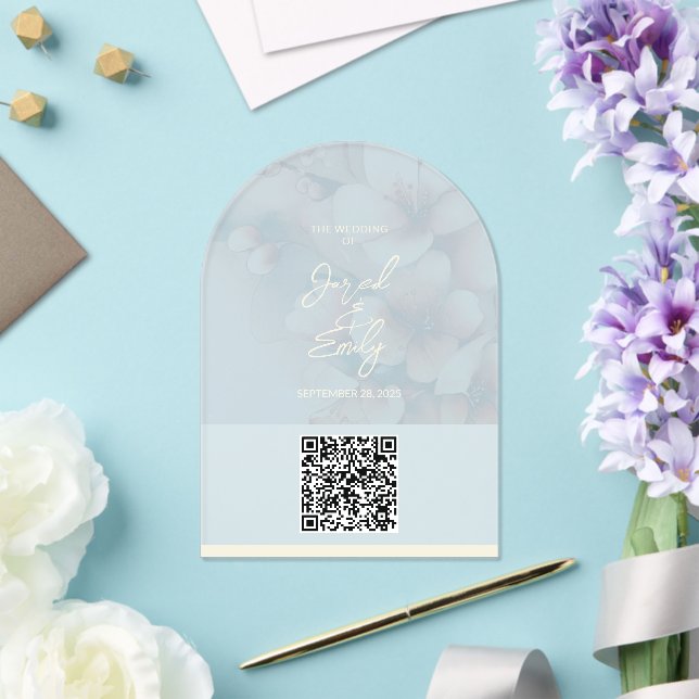 Arch Cherry Blossom Wedding Invitation QR Code Acryleinladungen (Insitu (Hochzeit))