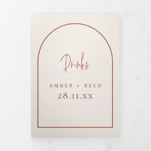 Arch Crème & Terracotta Boissons Menu pour Mariage