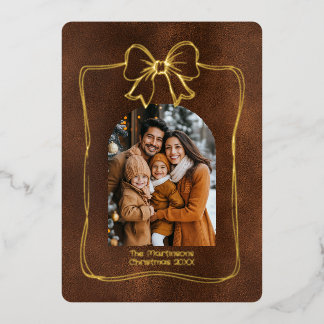 Arch Family Photo and Bow Christmas Brown Folien Feiertagskarte