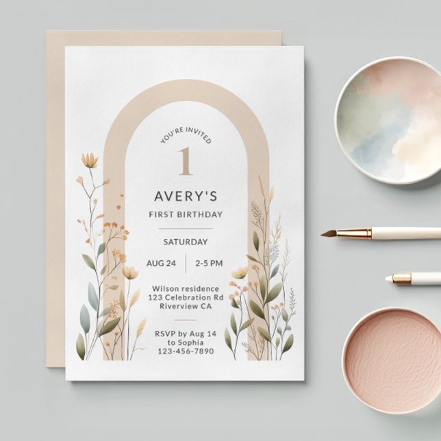 Arch Fleur sauvage Invitation d'anniversaire (Créateur téléchargé)