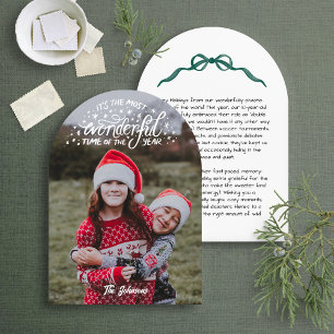 Arch-förmige benutzerdefinierte Foto-Weihnachtskar Einladung