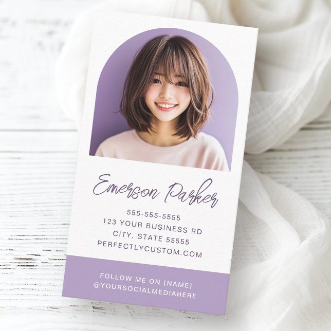 Arch Foto frisch und trendig lila oder in jeder be Visitenkarte (Arch photo fresh and trendy purple or any color business card)