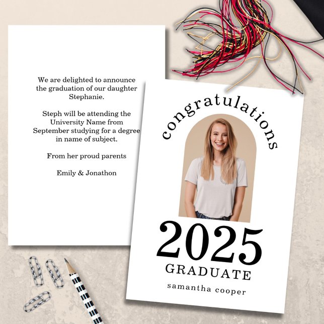 Arch Foto Glückwunsch Graduate 2023 Name Ankündigung (Front and rear view)