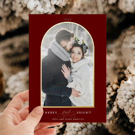 Arch Foto Merry & Bright Gold Foil Ferienkarte Folieneinladung