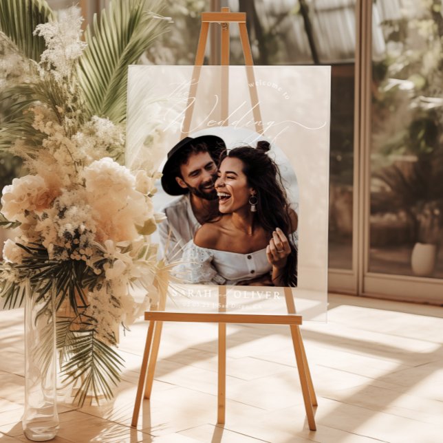 Arch Foto Moderne Script Hochzeit Willkommen Acrylschild (Von Creator hochgeladen)