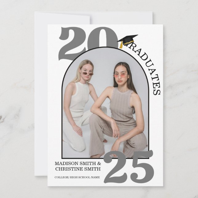 Arch Foto Twin Uni High School Abschluss Ankündigung (Vorderseite)