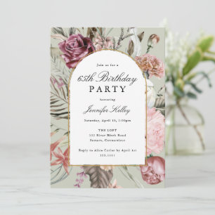 Arch Frame botanische Geburtstagsparty, Sage Green Einladung