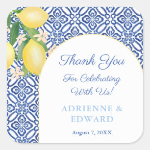 Arch Frame Capri Lemons Blue Tiles Gastgeschenk Ho Quadratischer Aufkleber
