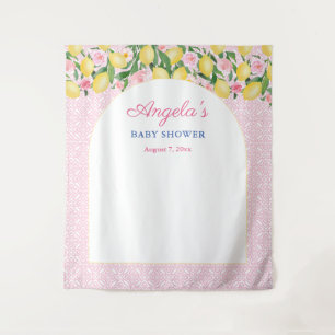 Arch Girly Pink Lemons Kinderdusche Foto Hintergru Wandteppich
